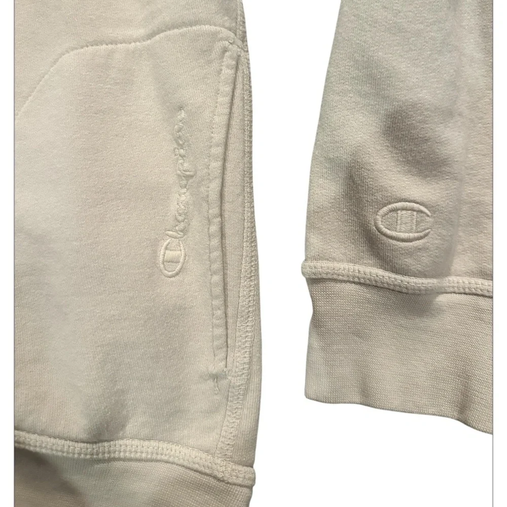 Champion Cream V-Neck Sweatshirt Relaxed Fit W/Pockets - Picture 7 of 7
